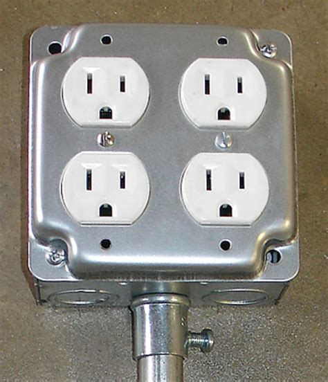 2 x 2 metal box|duplex receptacle outlet box.